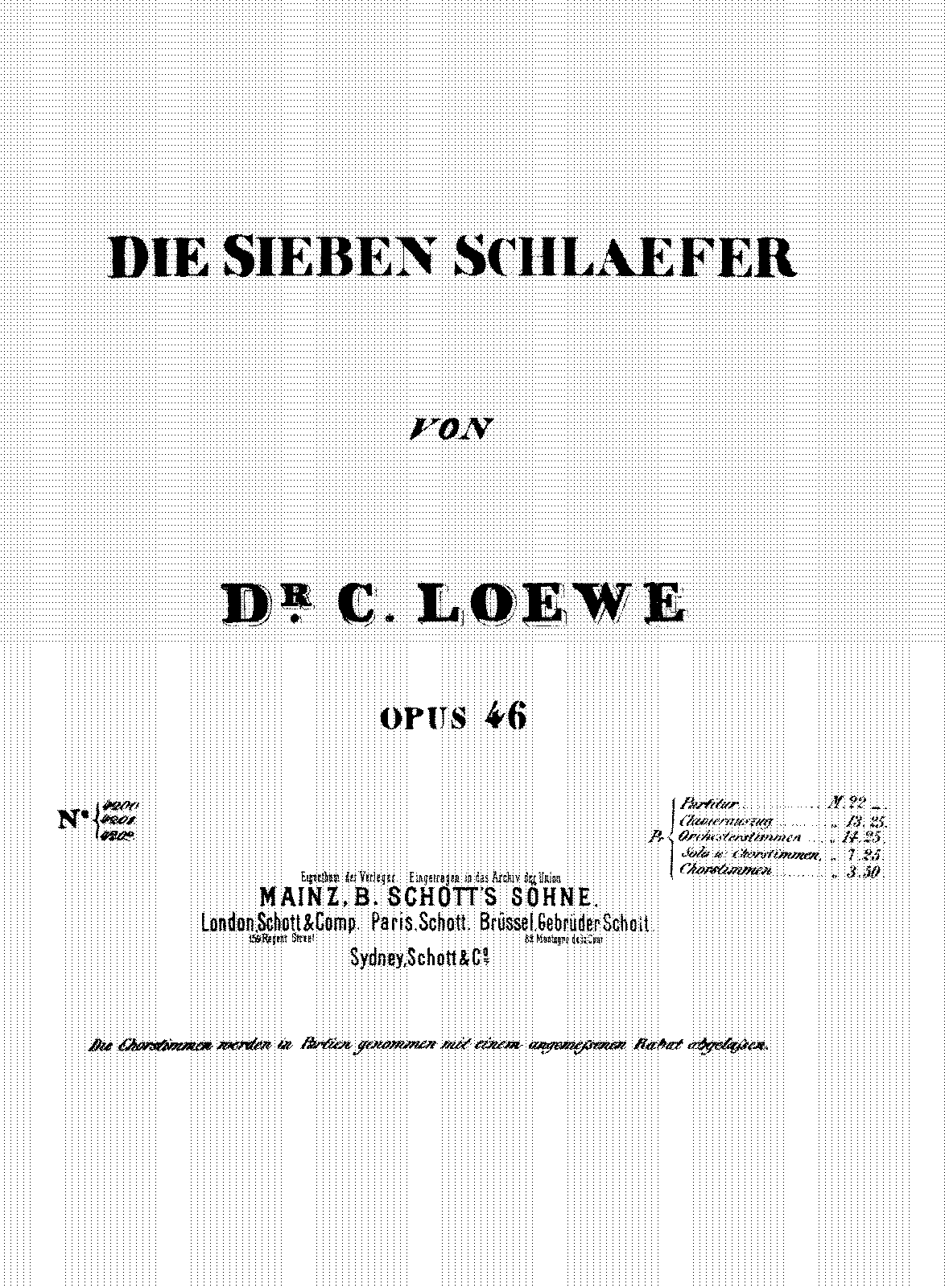 Die Sieben Schläfer, Op.46 (Loewe, Carl) - IMSLP