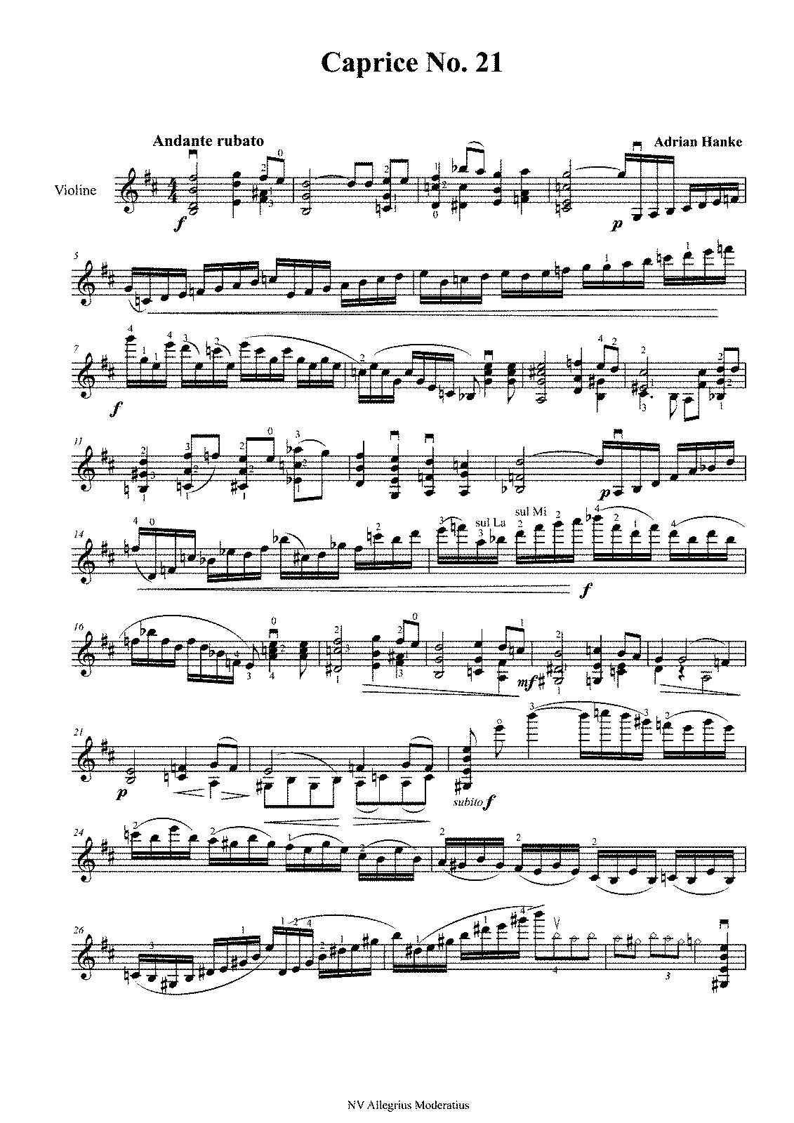 Caprice No.21 for Solo Violin (Hanke, Adrian) - IMSLP