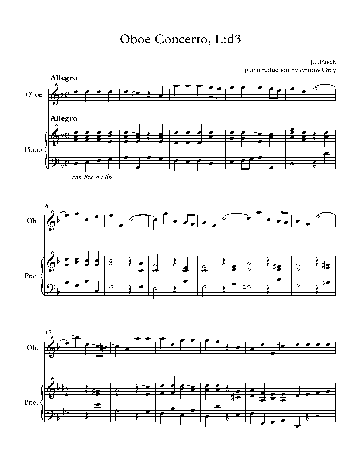 Oboe Concerto, FaWV Ld3 (Fasch, Johann Friedrich) IMSLP