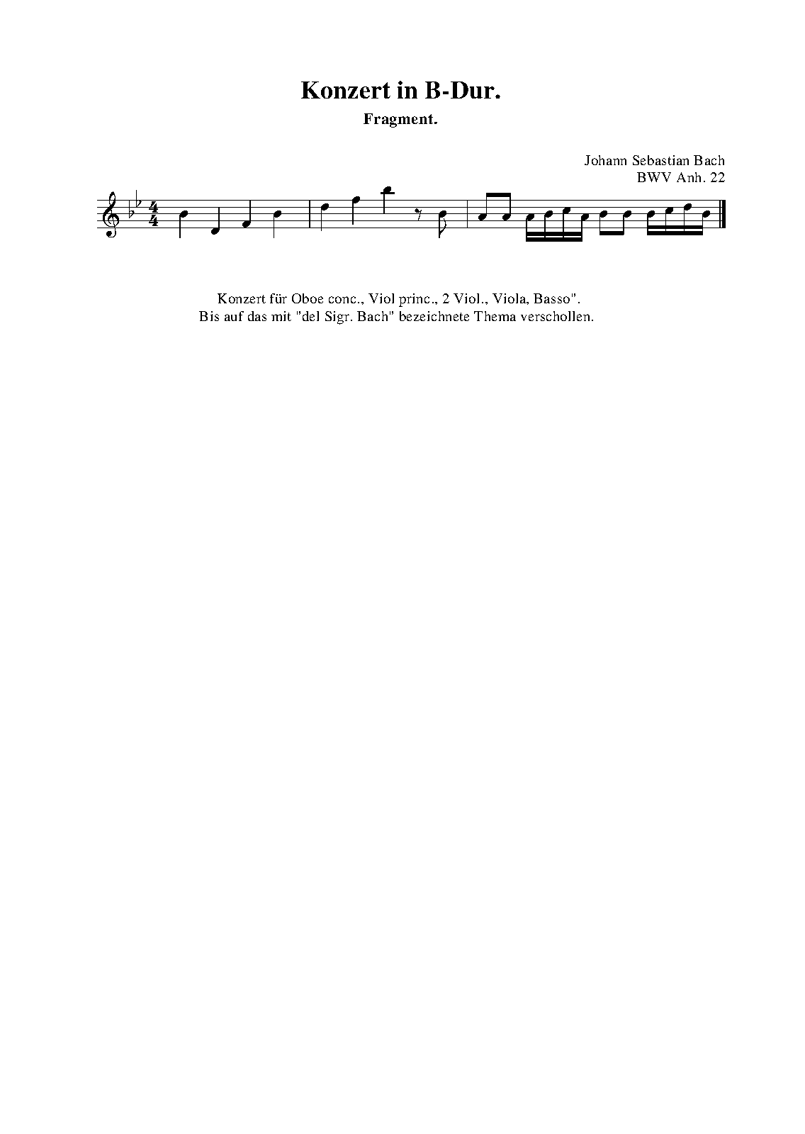Concerto for Oboe and Violin in Bflat major, BWV Anh.22 (Bach, Johann