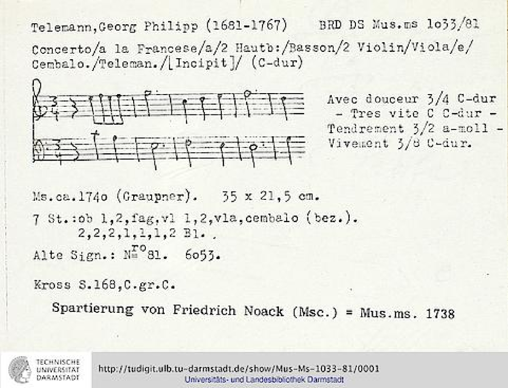 Concerto for 2 Oboes and Bassoon, TWV 53C1 (Telemann, Philipp