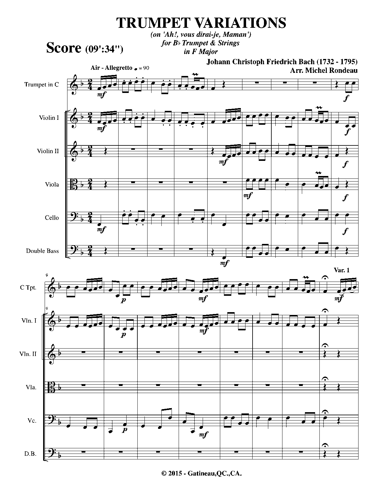 Johann Christoph Friedrich Bach Variations On Ah Vous Dirai-je Maman Variations on 'Ah, vous dirai-je, Maman' (Bach, Johann Christoph
