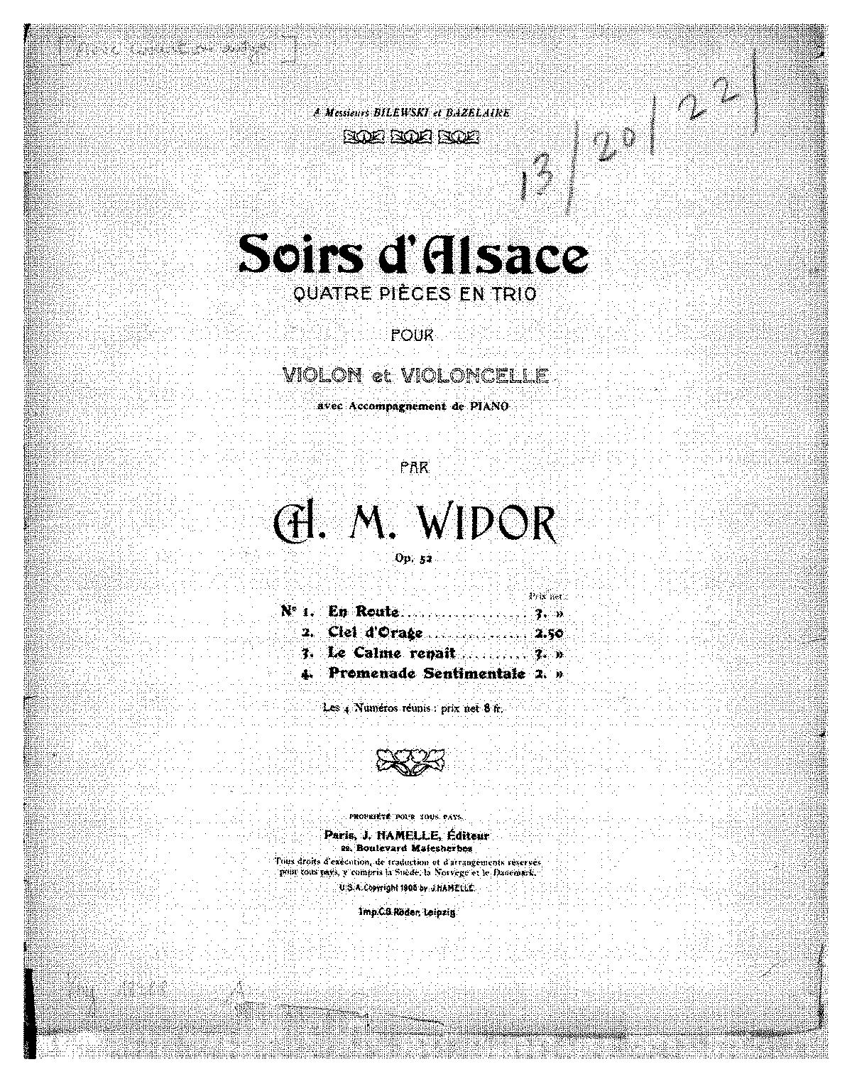 Soirs d'Alsace, Op.52 (Widor, Charles-Marie) - IMSLP