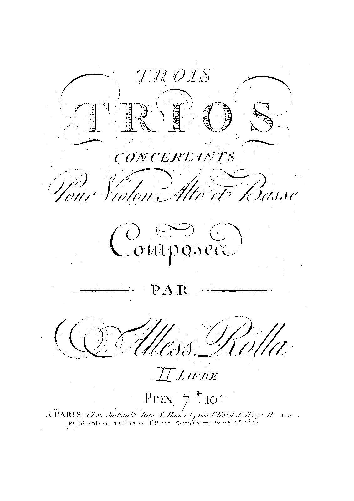 3 Concertant String Trios, Op.2 (BI 346, 341, 347) (Rolla, Alessandro ...