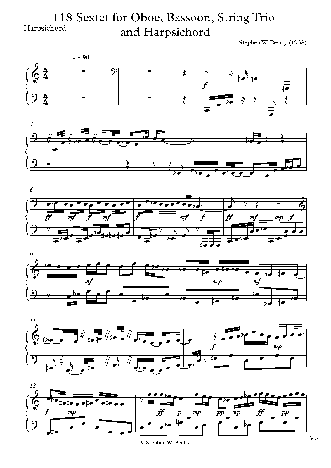 Sextet for Oboe, Bassoon, Strings and Harpsichord, Op.118 (Beatty