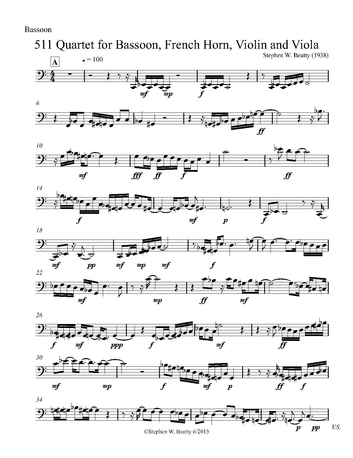 Quartet for Bassoon, Horn, Violin and Viola, Op.511 (Beatty, Stephen W