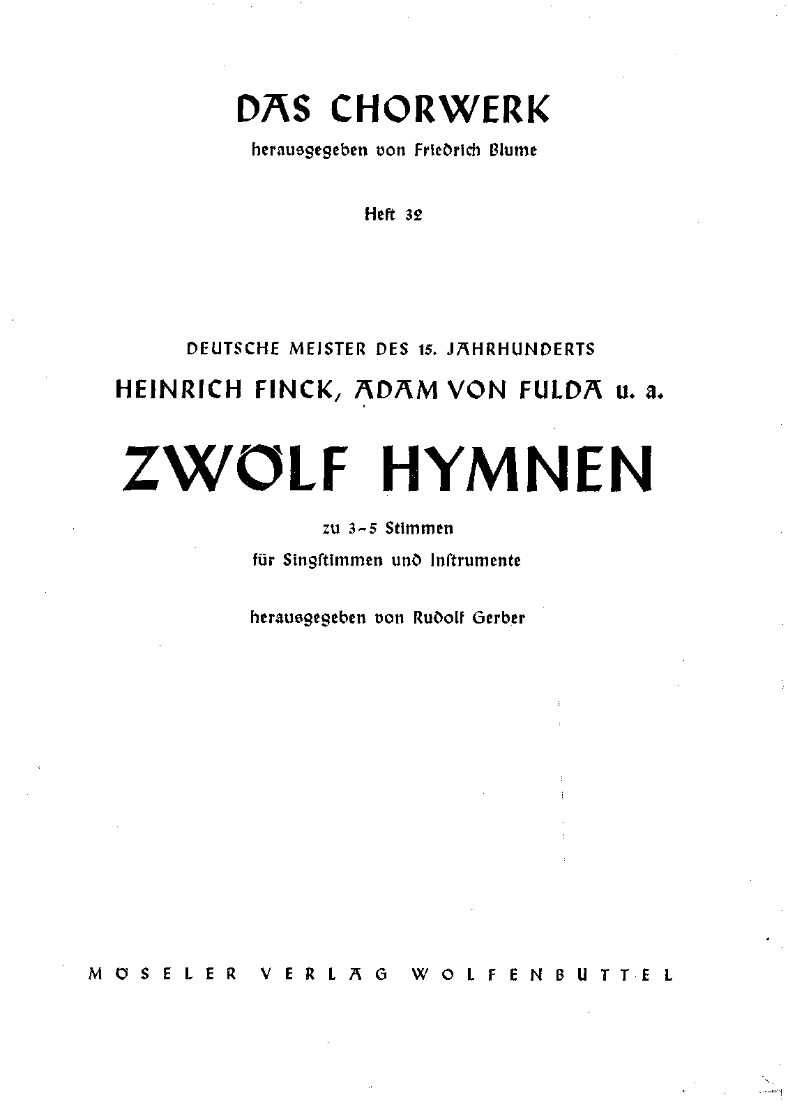 12 Hymns from German Masters of 15th Century (Gerber, Rudolf) IMSLP