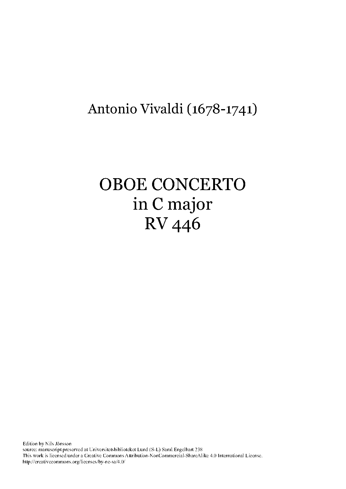 Oboe Concerto in C major, RV 446 (Vivaldi, Antonio) IMSLP