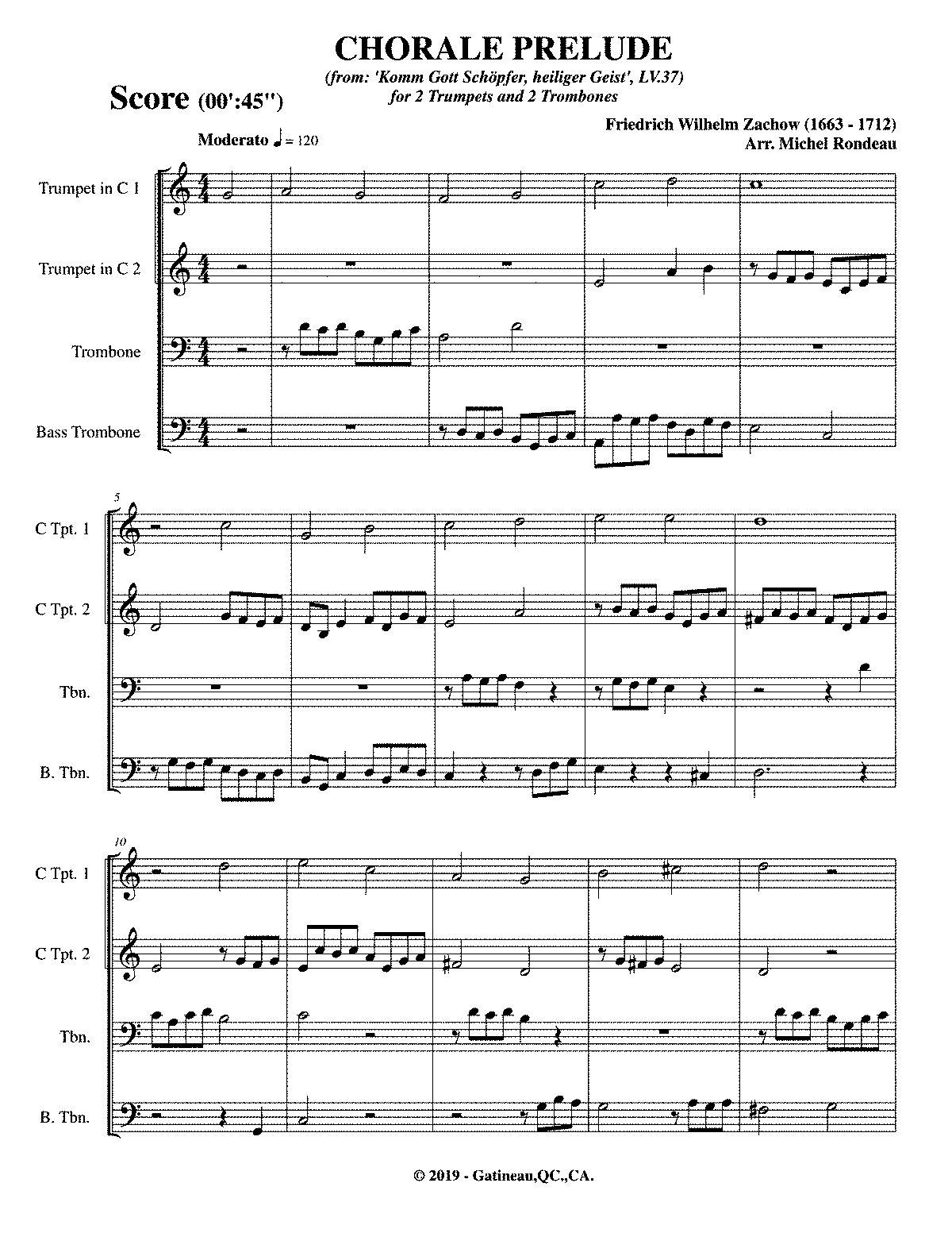 Komm Gott Schöpfer, heiliger Geist, LV 37 (Zachow, Friedrich Wilhelm ...