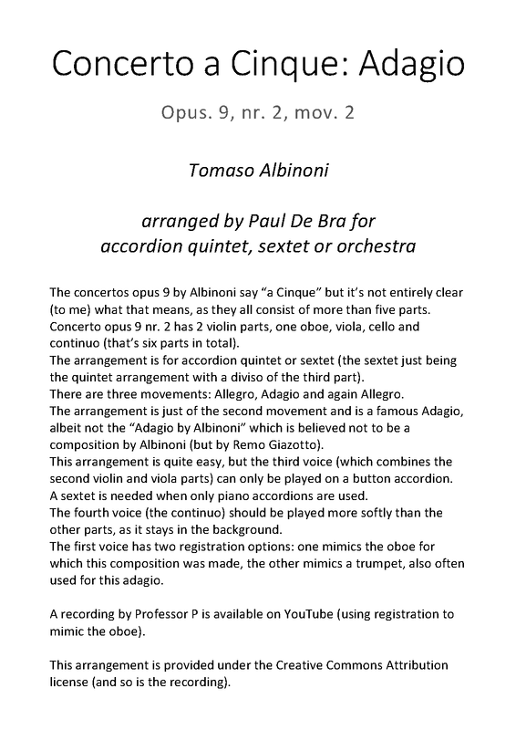 Oboe Concerto in D minor, Op.9 No.2 (Albinoni, Tomaso) IMSLP Free