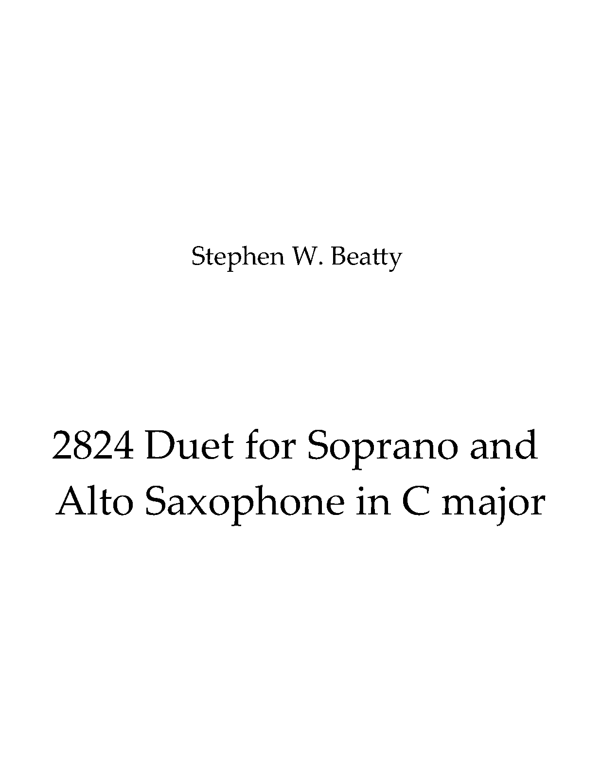 Duet for Soprano Saxophone and Alto Saxophone in C major, Op.2824