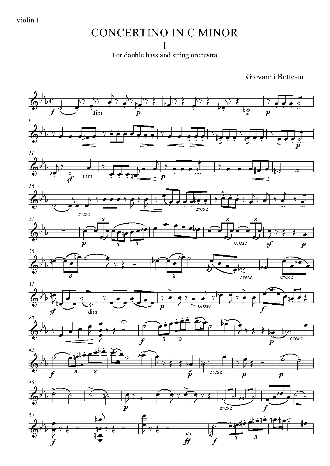 free 8 music sheet No.2 Concerto Double Giovanni (Bottesini, minor Bass B in