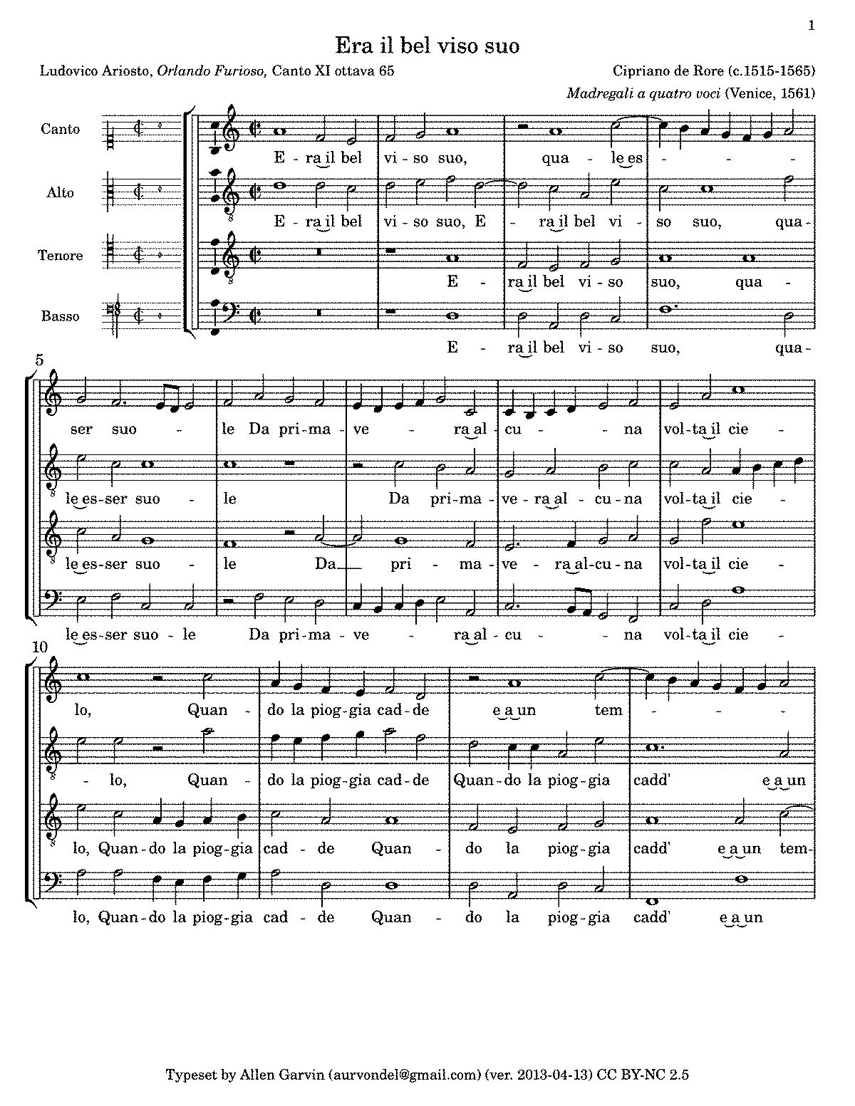 Era il bel viso suo (Rore, Cipriano de) - IMSLP