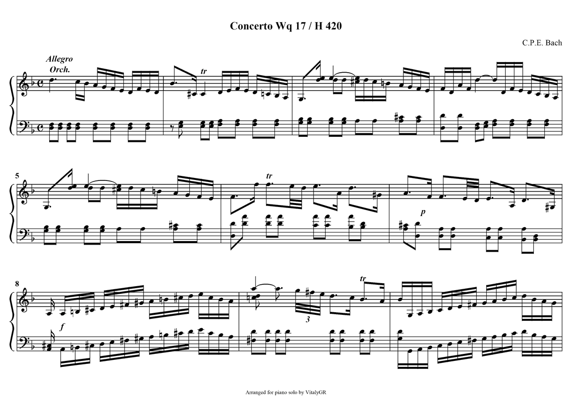 Harpsichord Concerto in D minor, H.420 (Bach, Carl Philipp Emanuel) IMSLP