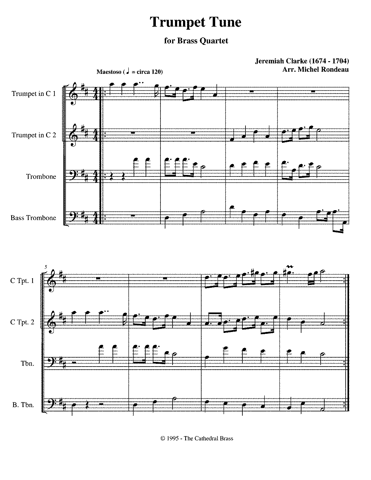 Trumpet Tune (clarke, Jeremiah) - Imslp: Free Sheet Music Pdf Download