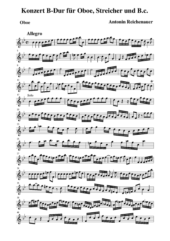 Oboe Concerto in Bflat major (Reichenauer, Antonín) IMSLP