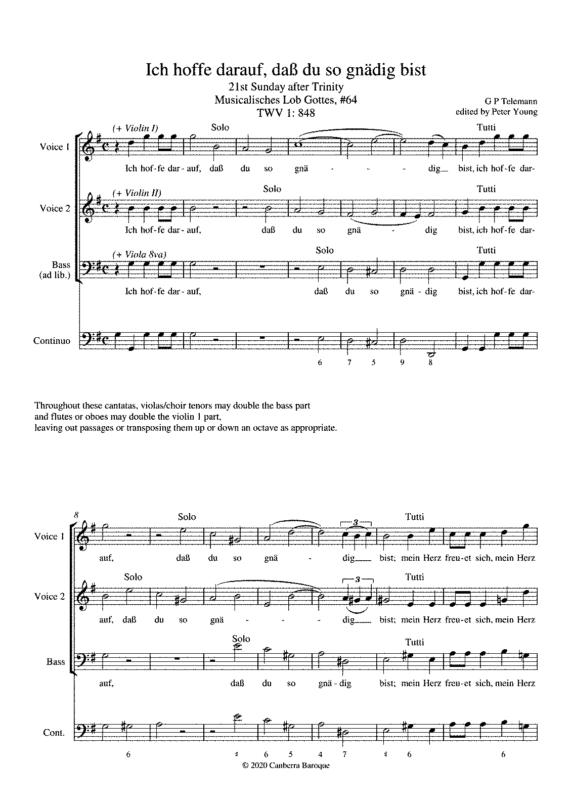 Ich hoffe darauf, daß du so gnädig bist, TWV 1:848 (Telemann, Georg ...