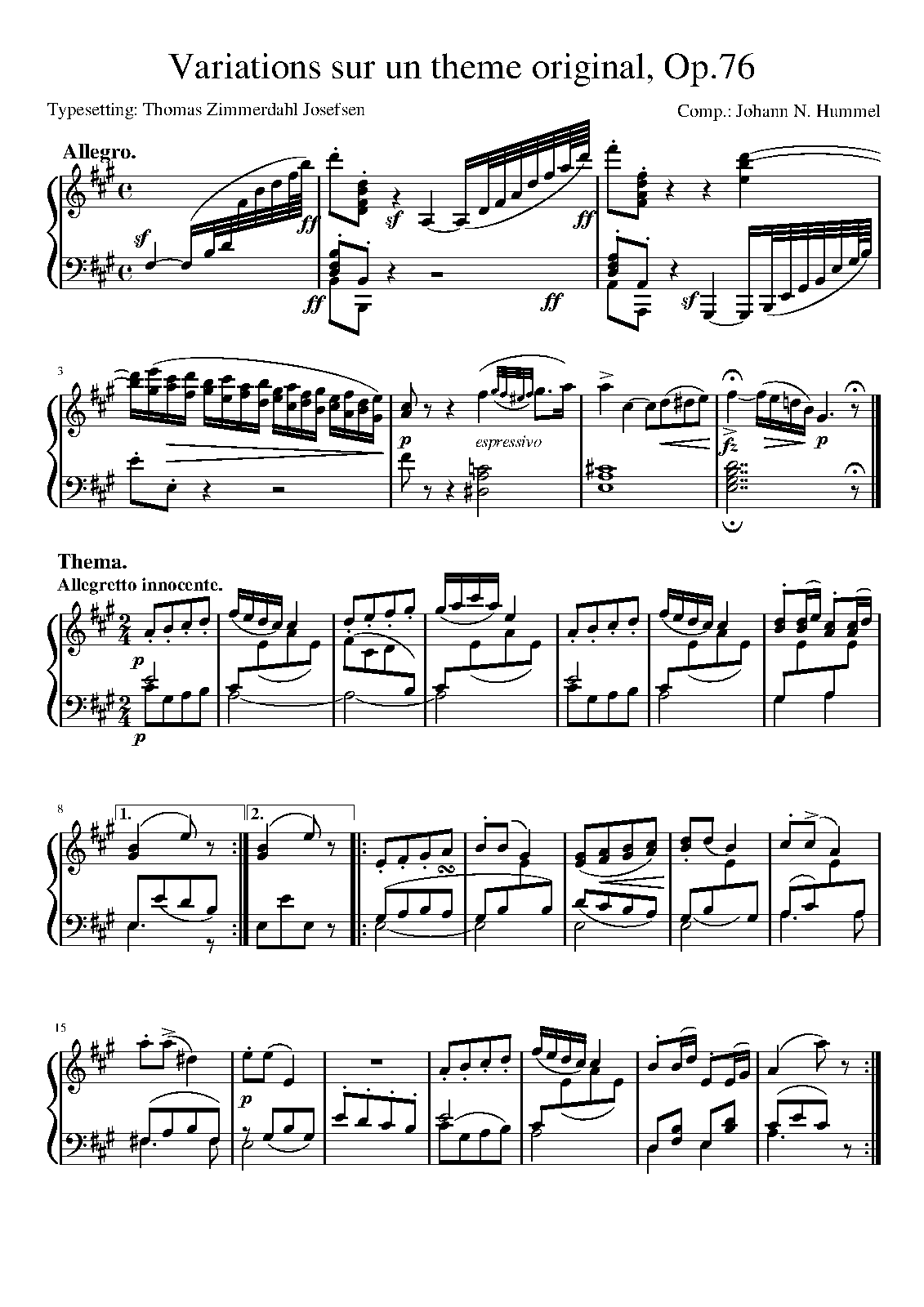 Variations sur un theme original, Op.76 (Hummel, Johann Nepomuk) IMSLP