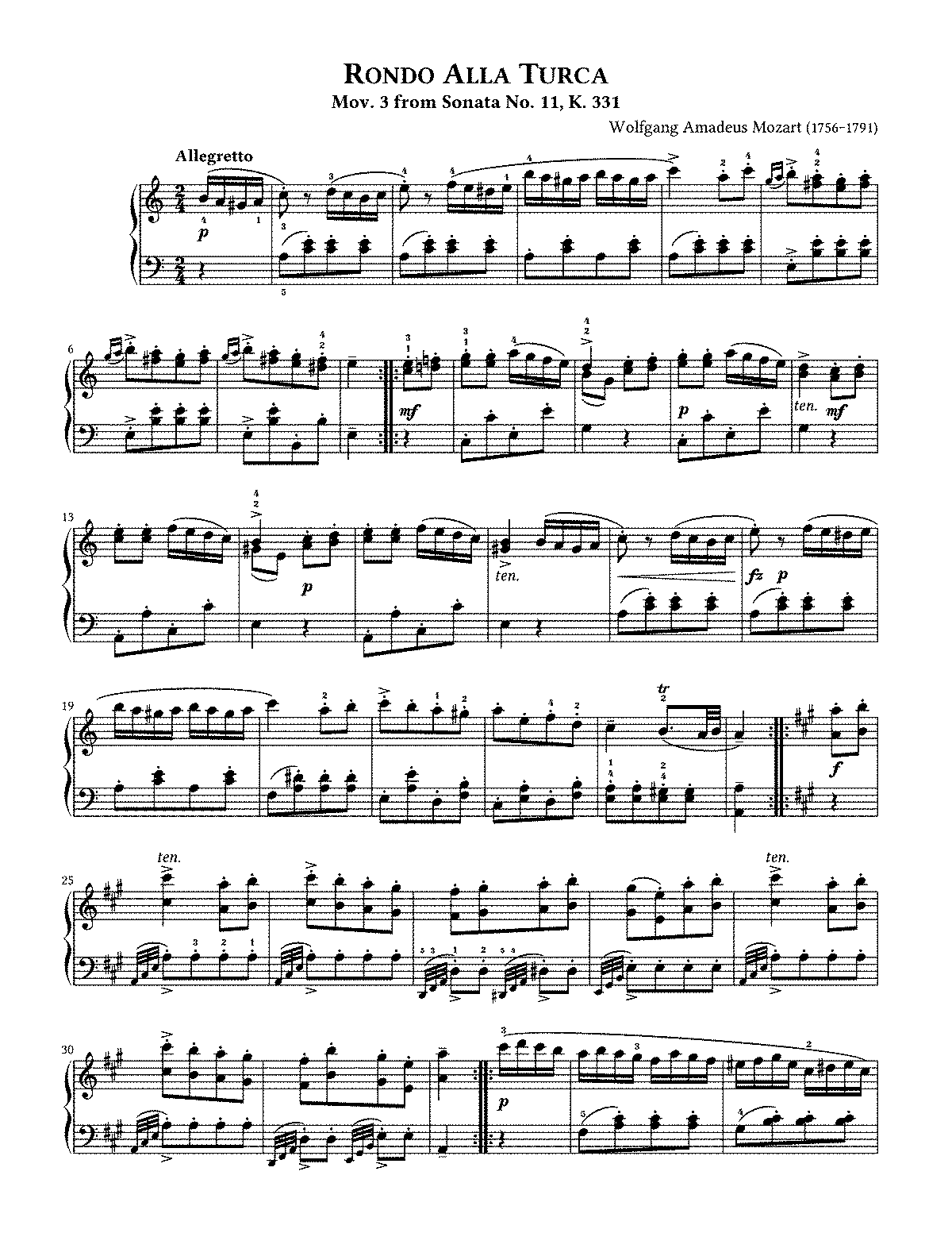 Piano Sonata No.11 in A major, K.331/300i (Mozart ...