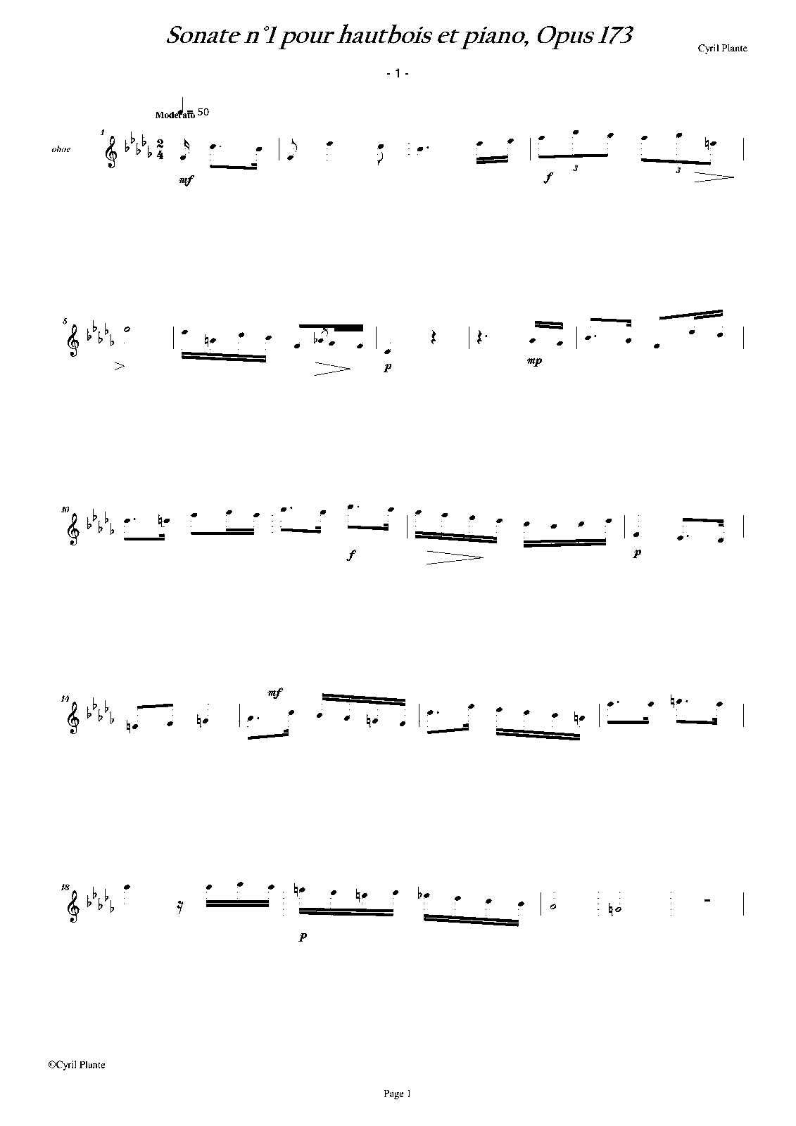 Oboe Sonata No.1, Op.173 (Plante, Cyril) IMSLP