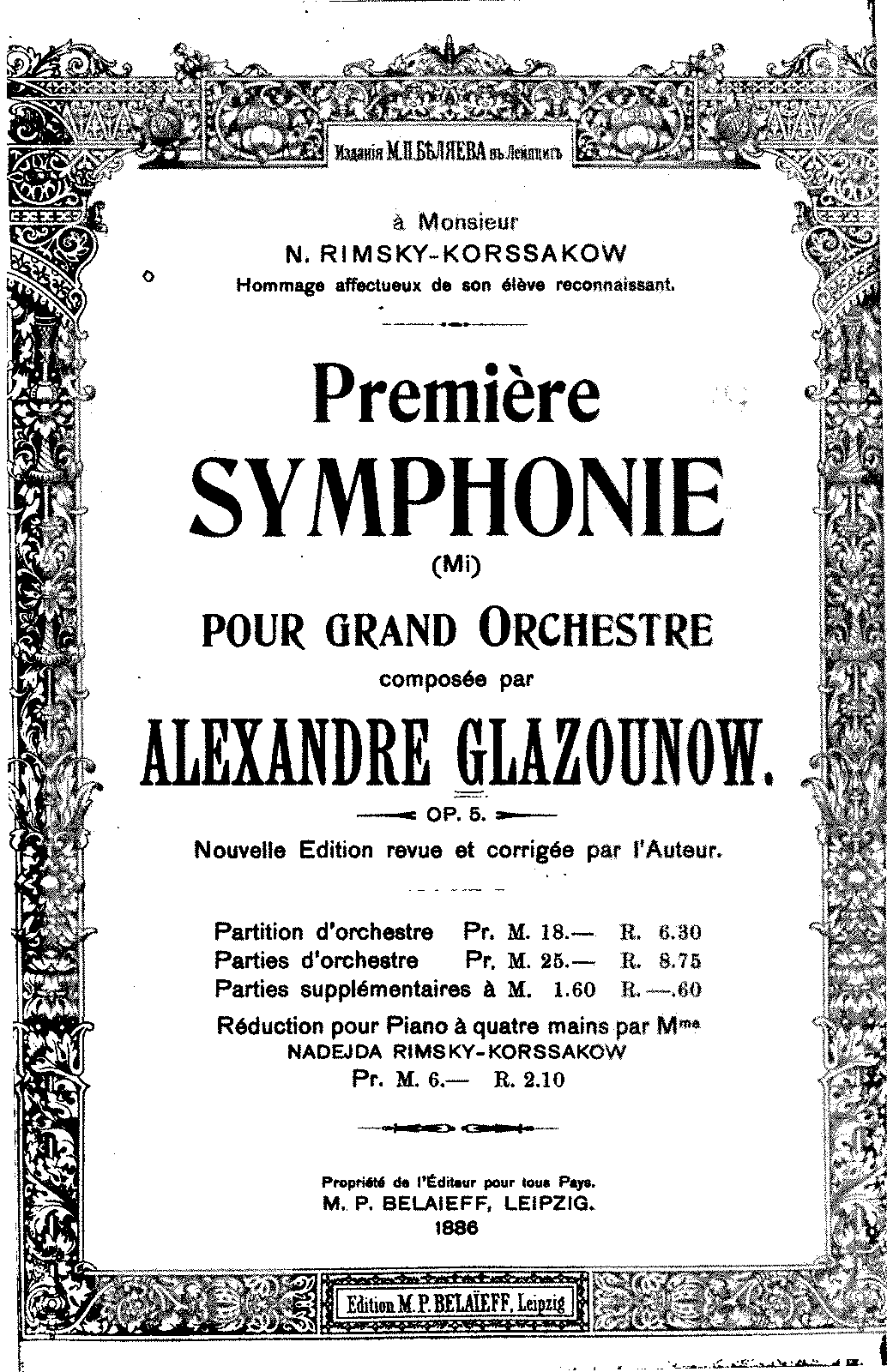 Symphony No.1, Op.5 (Glazunov, Aleksandr) - IMSLP