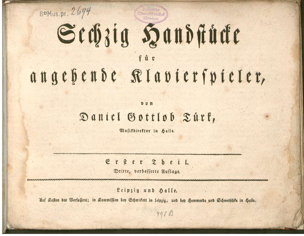 120 Handstücke für angehende Klavierspieler (Türk, Daniel Gottlob