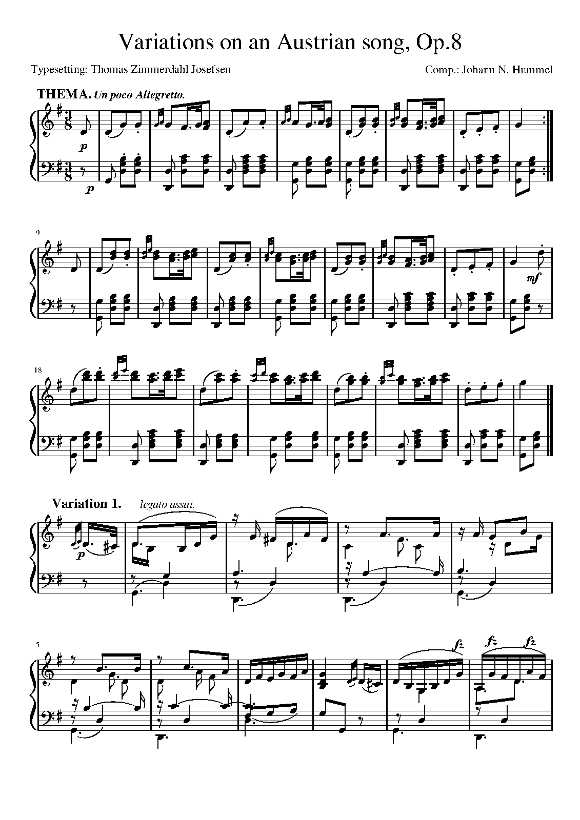 Variations on an Austrian song, Op.8 (Hummel, Johann Nepomuk) IMSLP