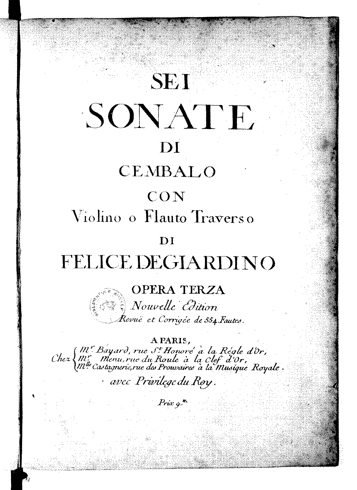 6 Sonatas, Op.3 (Giardini, Felice) - IMSLP: Free Sheet Music PDF Download