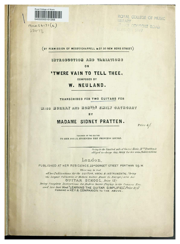 Introduction and Variations on 'Twere Vain to Tell Thee