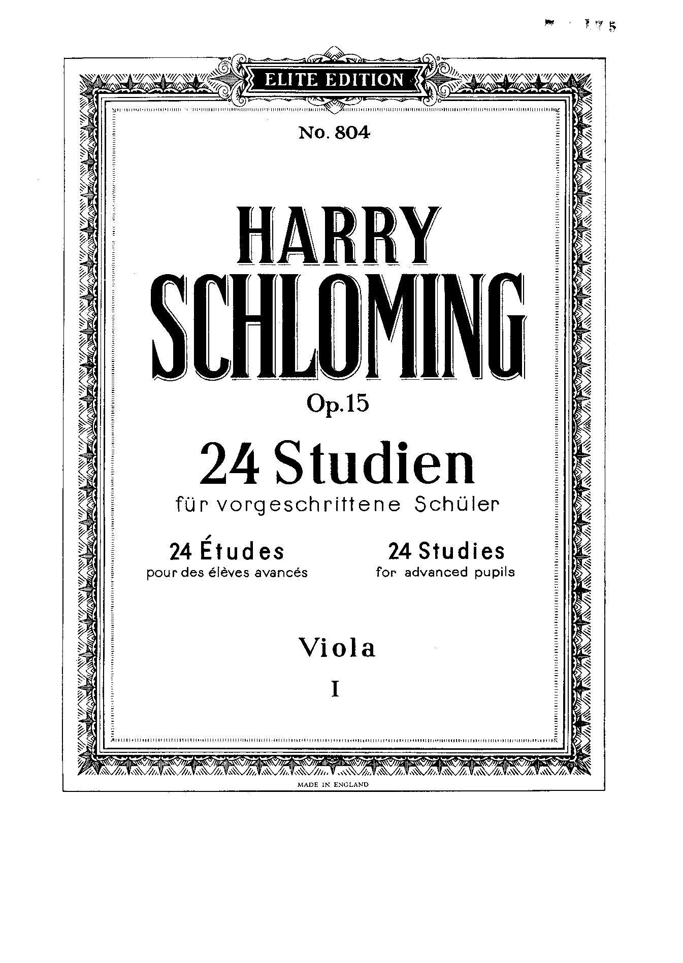 24 Studien für Viola für vorgeschrittene Spieler