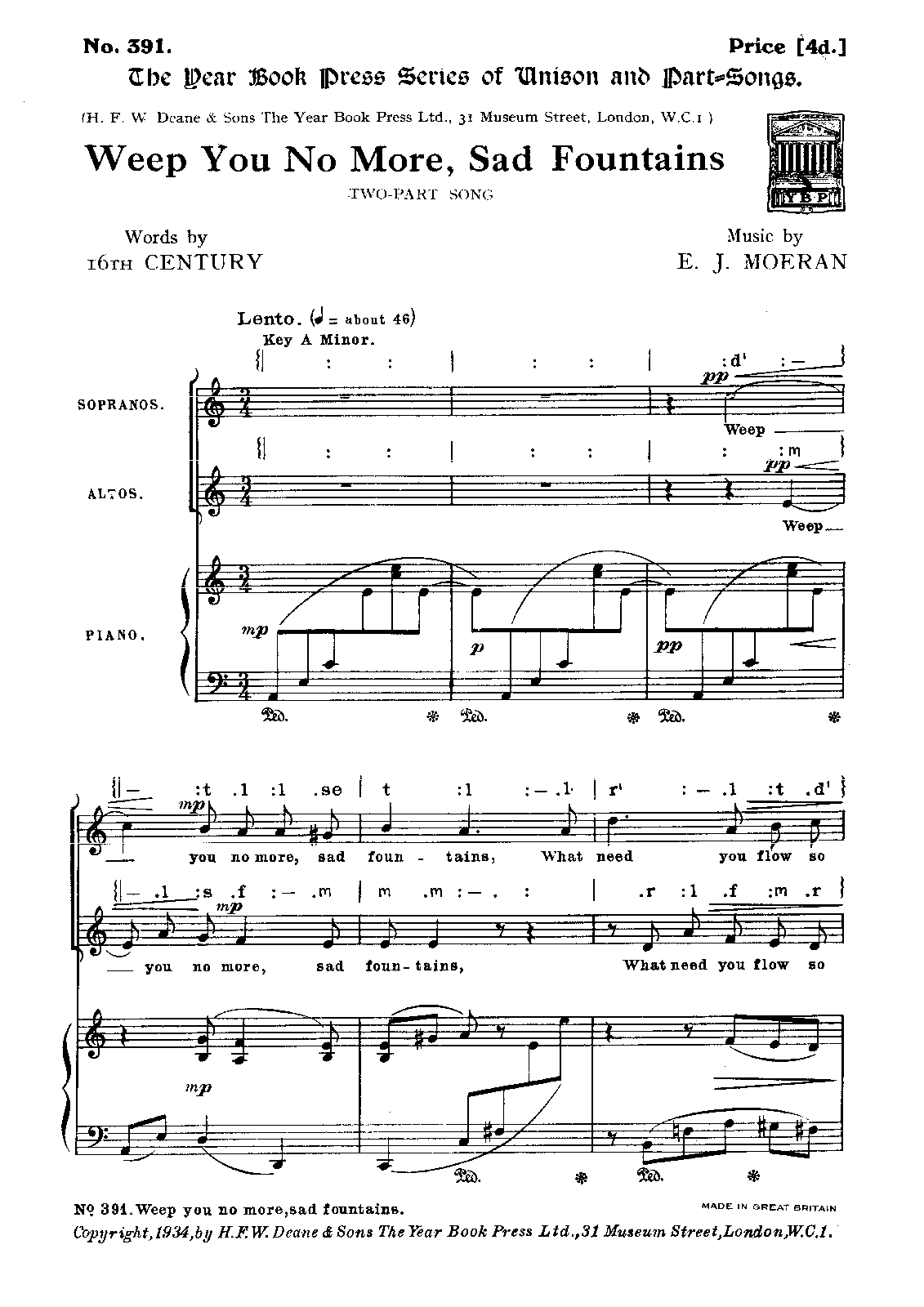 Weep You No More, Sad Fountains, R20a (Moeran, Ernest John) IMSLP