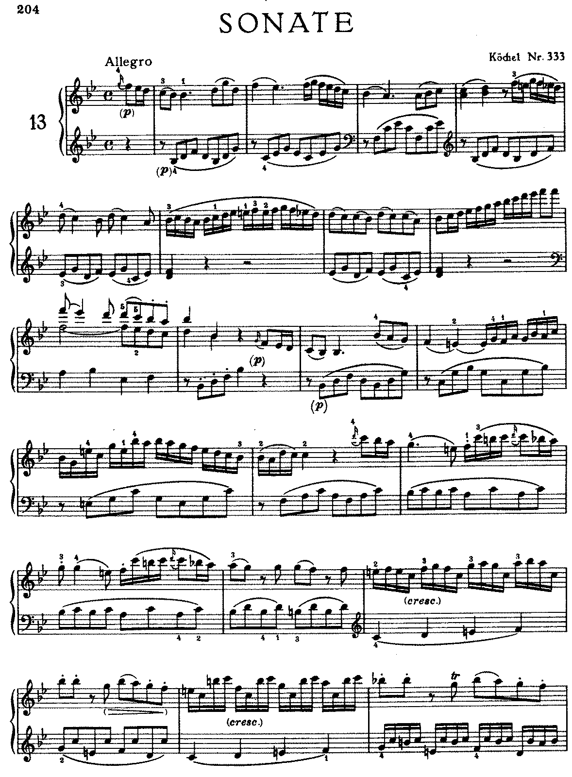 Piano Sonata No.13 In B-flat Major, K.333/315c (Mozart, Wolfgang ...