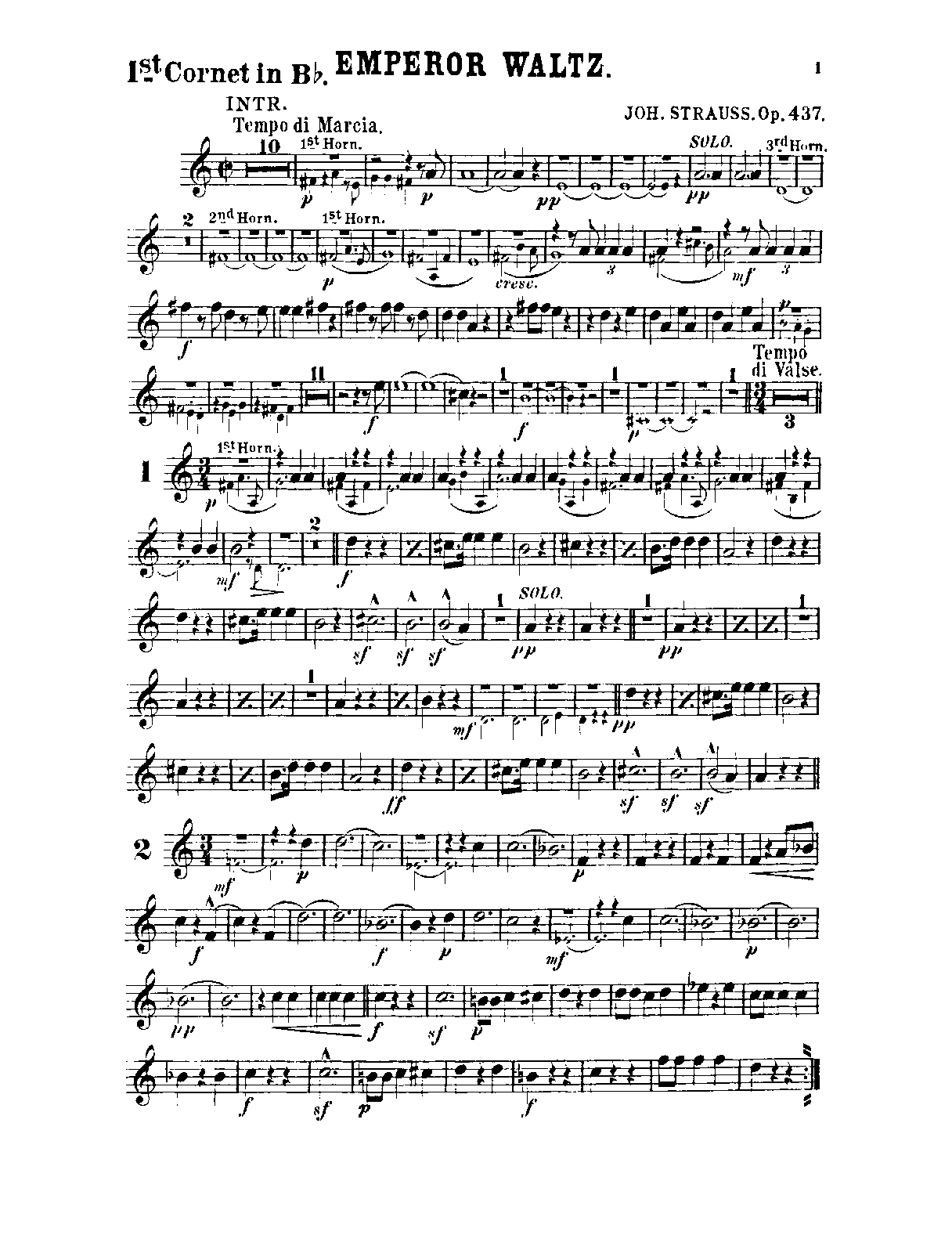 File:PMLP39963-Strauss Jr. Kaiser-Walzer, Op.437 (arr. Orch. Seredy) - Cornet 1-2 (Bb).pdf