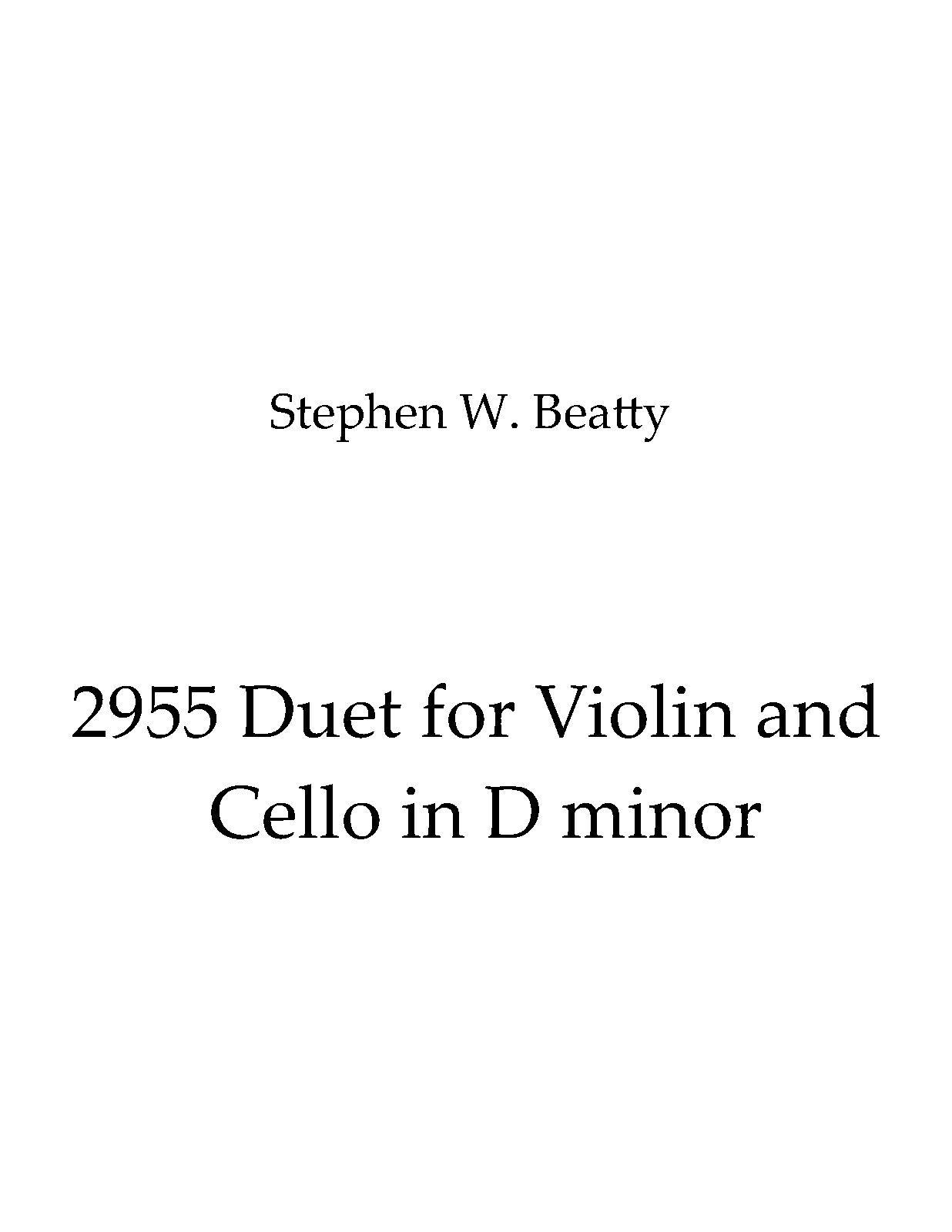 Duet for Violin and Cello in D minor, Op.2955 (Beatty, Stephen W.) IMSLP