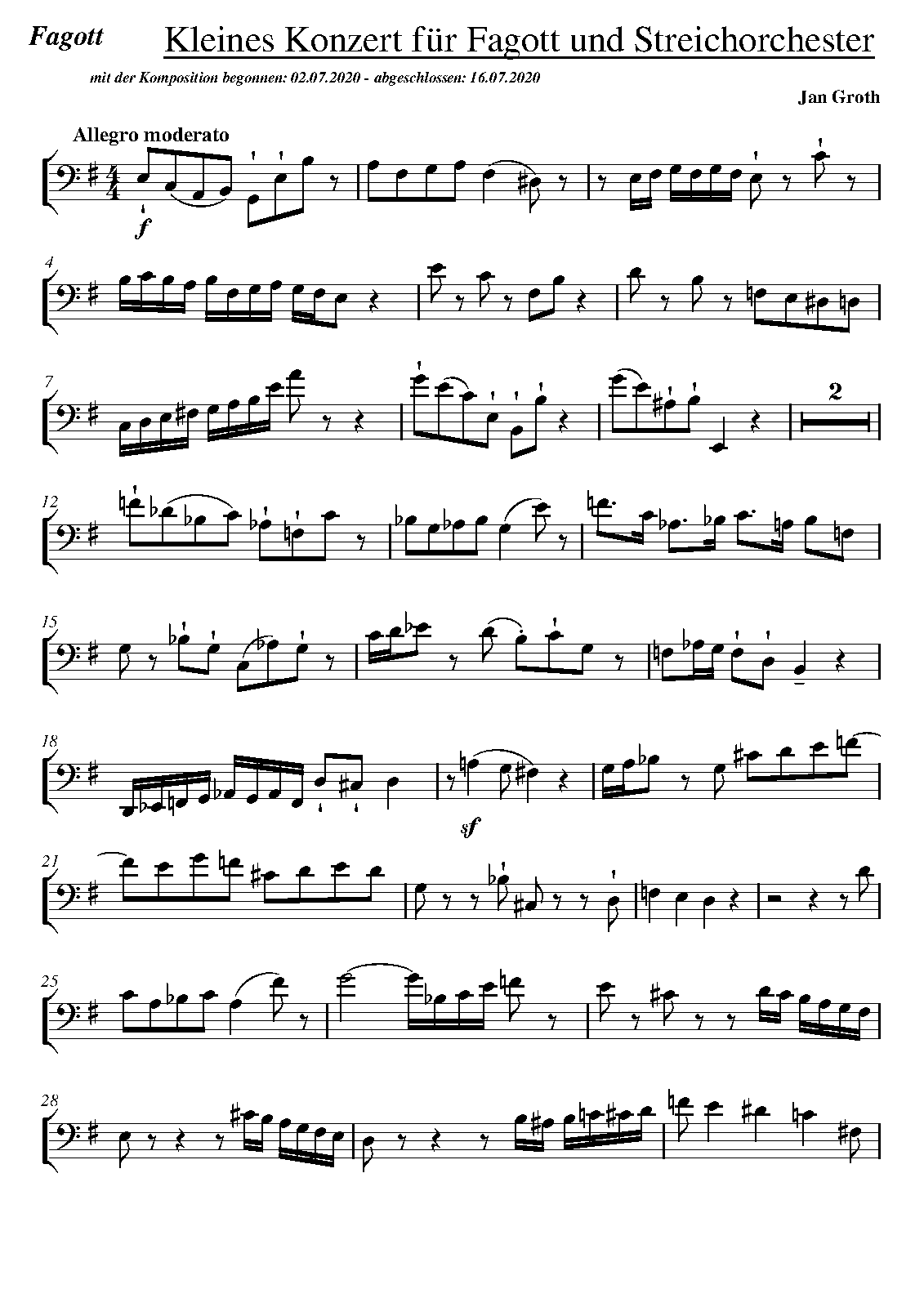 Kleines Konzert for Bassoon and Strings (Groth, Jan) IMSLP