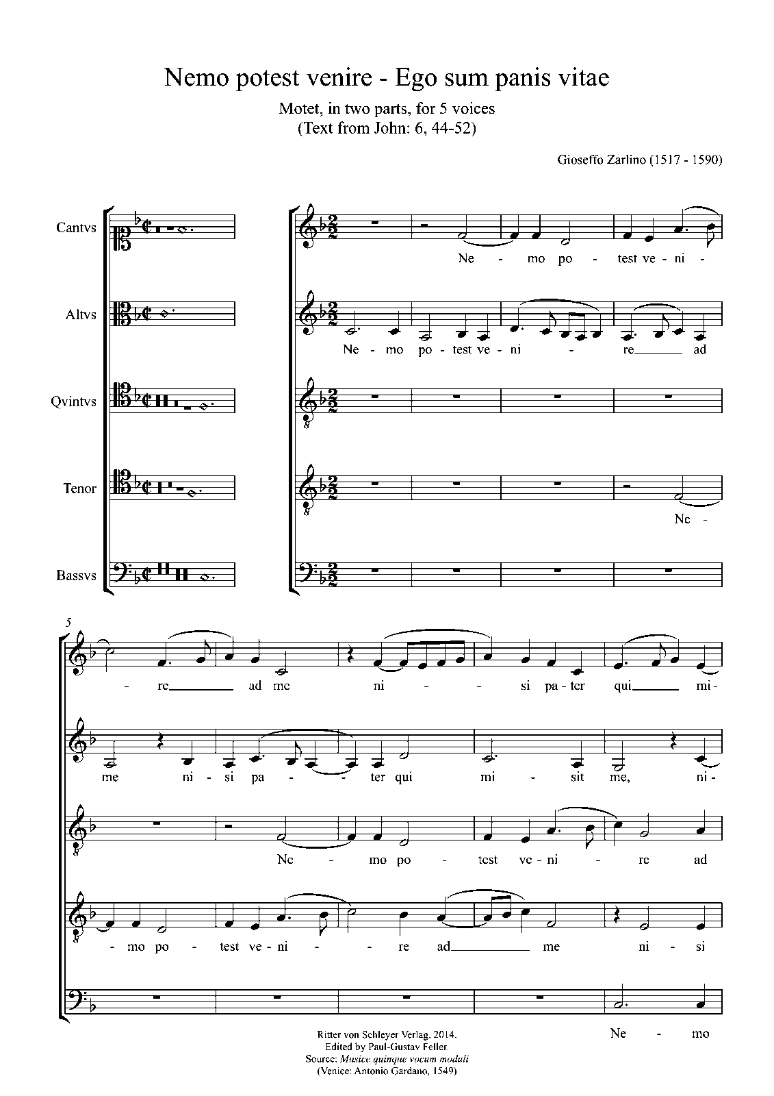 Nemo Pro Parte Testatus Pro Parte Intestatus Decedere Potest Nemo potest venire (Zarlino, Gioseffo) - IMSLP: Free Sheet Music PDF