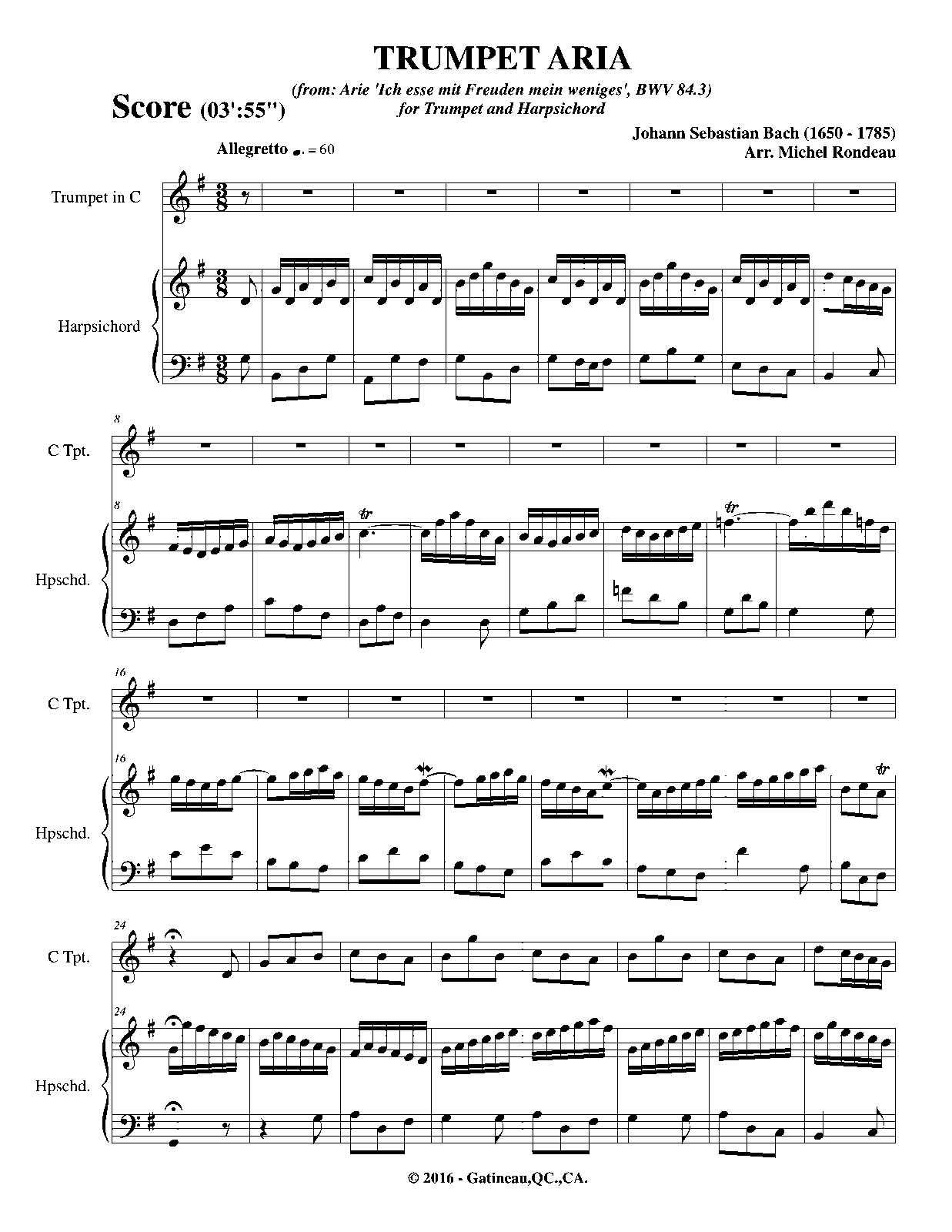 Ich bin vergnügt mit meinem Glücke, BWV 84 (Bach, Johann Sebastian