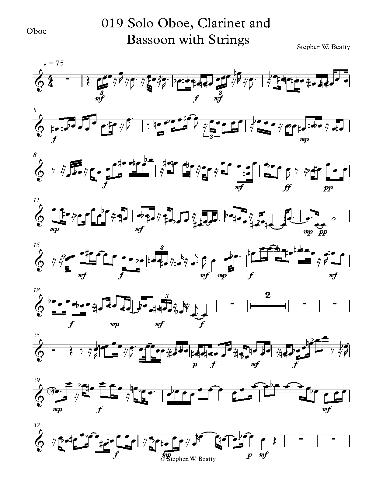 Piece for Oboe, Bassoon and Strings, Op.19 (Beatty, Stephen W