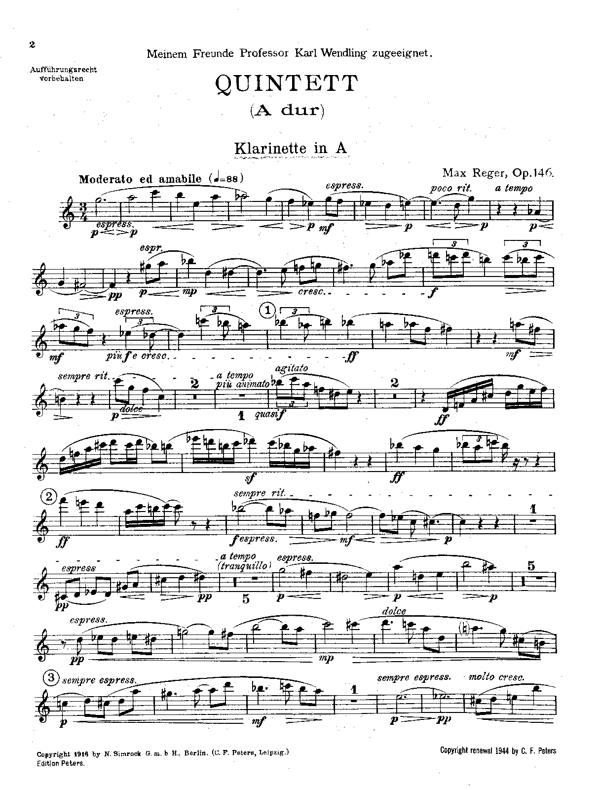 Quintet, Op.146 (Reger, Max) IMSLP Free Sheet Music PDF
