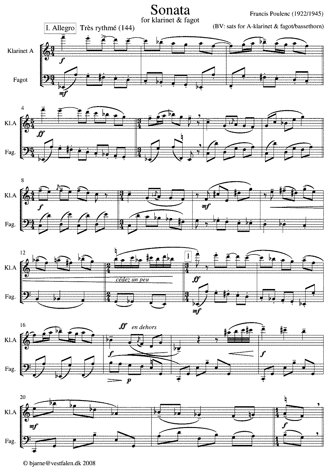 poulenc clarinet sonata program notes