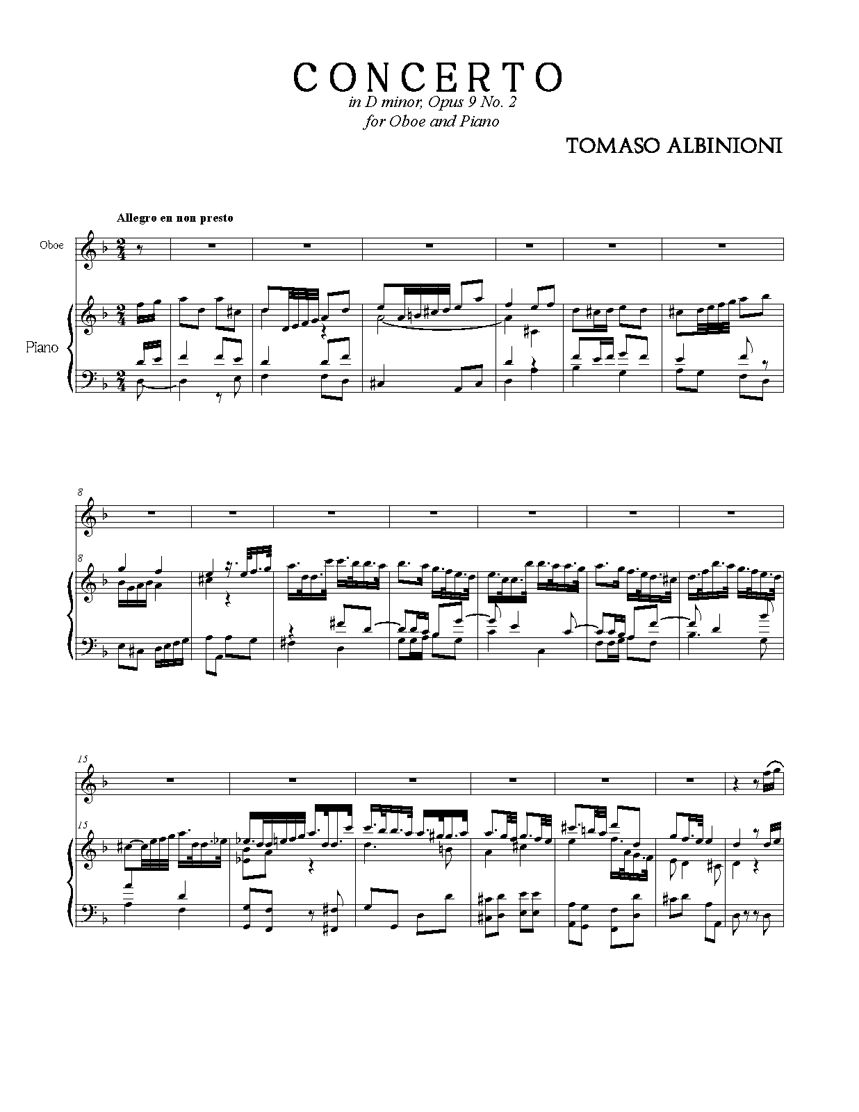 Oboe Concerto in D minor, Op.9 No.2 (Albinoni, Tomaso) IMSLP Free
