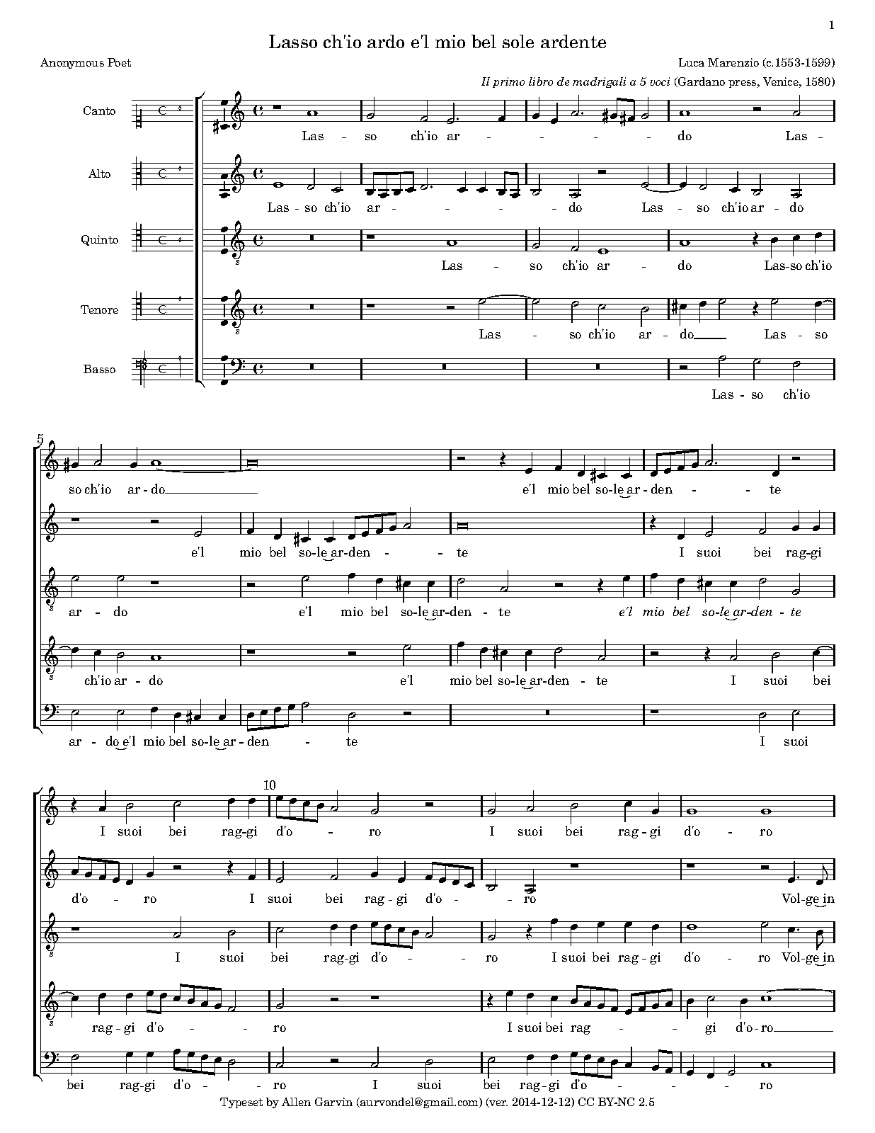 Lasso ch'io ardo e'l mio bel sole ardente (Marenzio, Luca) IMSLP