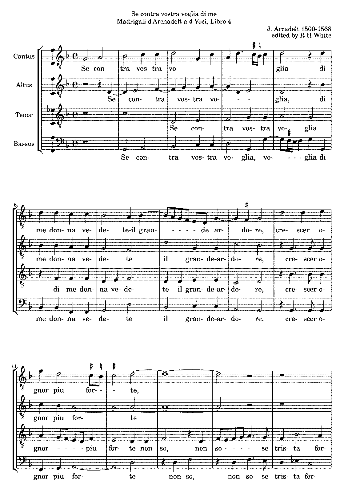 Se contra vostra voglia di me (Arcadelt, Jacob) - IMSLP