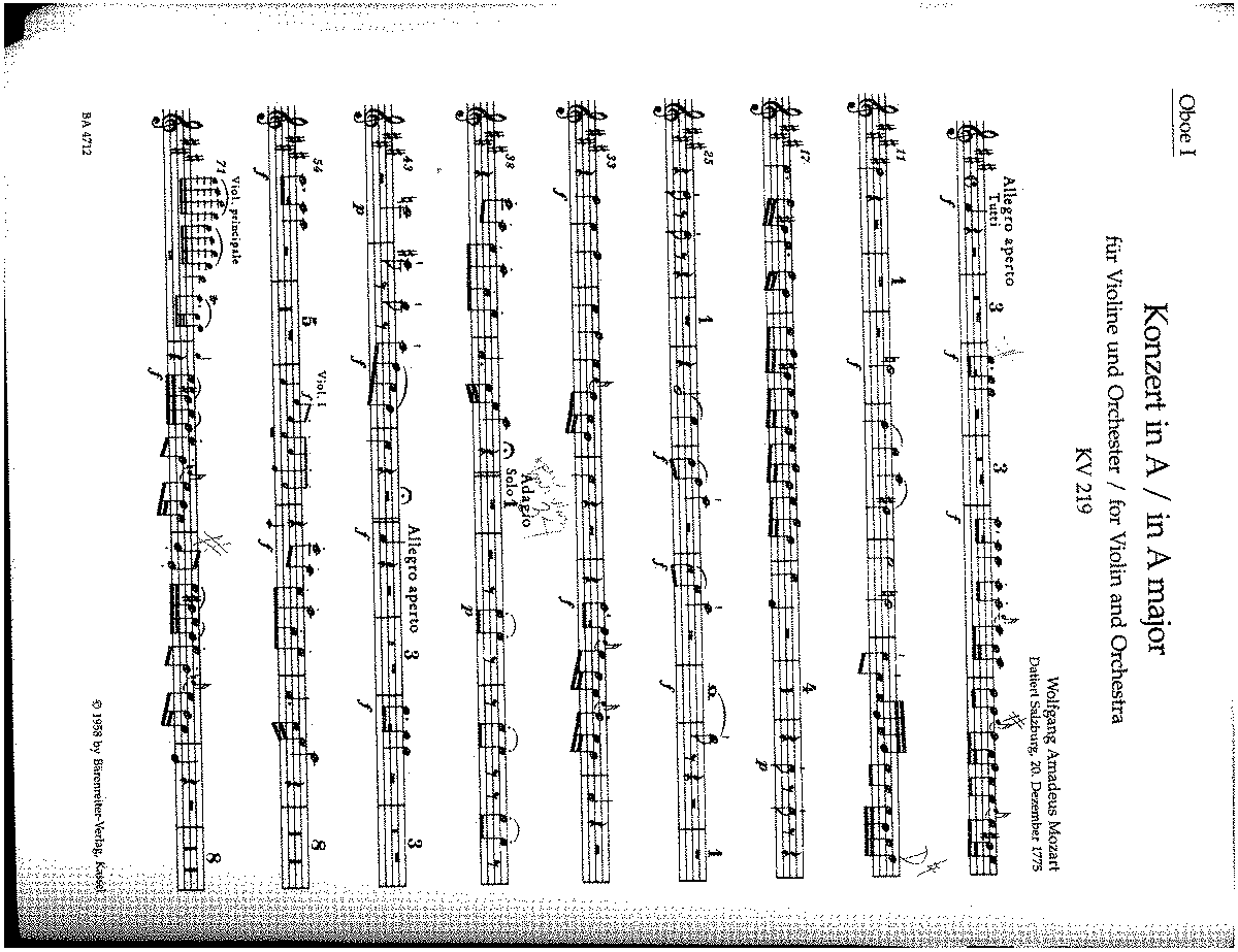 Violin Concerto No.5 in A major, K.219 (Mozart, Wolfgang Amadeus