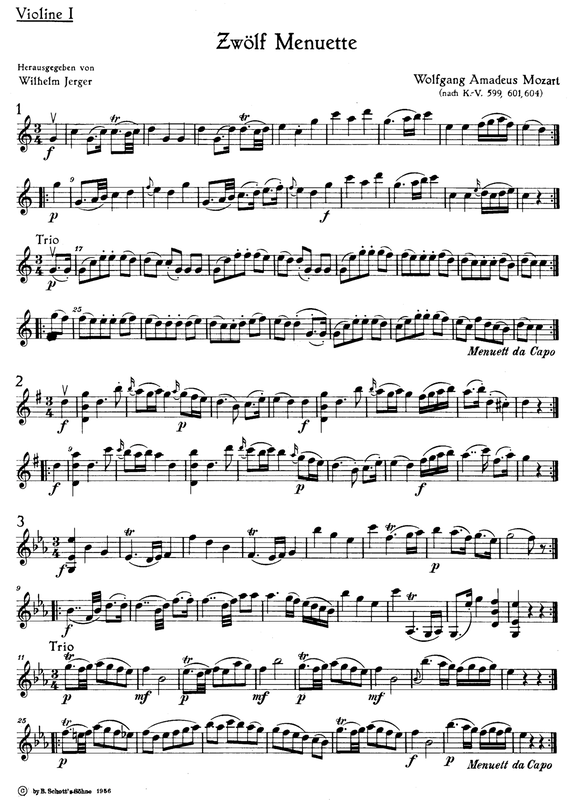 Zwölf Menuette, K.599, 601, 604