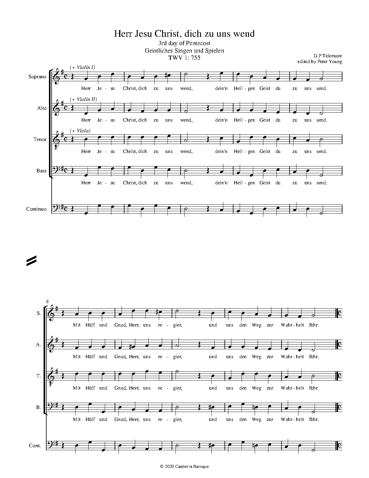 Herr Jesu Christ, dich zu uns wend, TWV 1755 (Telemann, Philipp