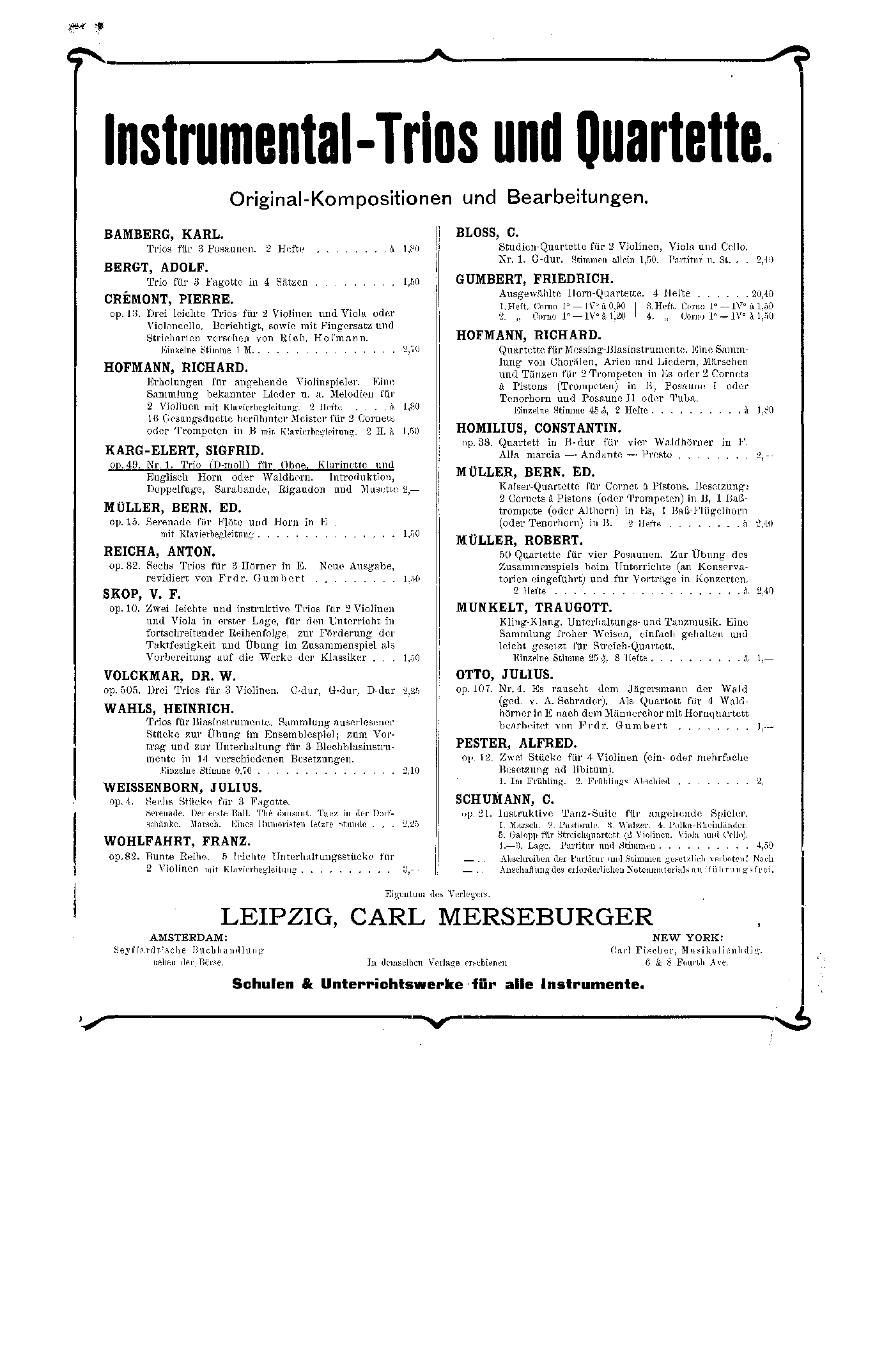 Trio for Oboe, and English Horn, Op.49 No.1 (KargElert