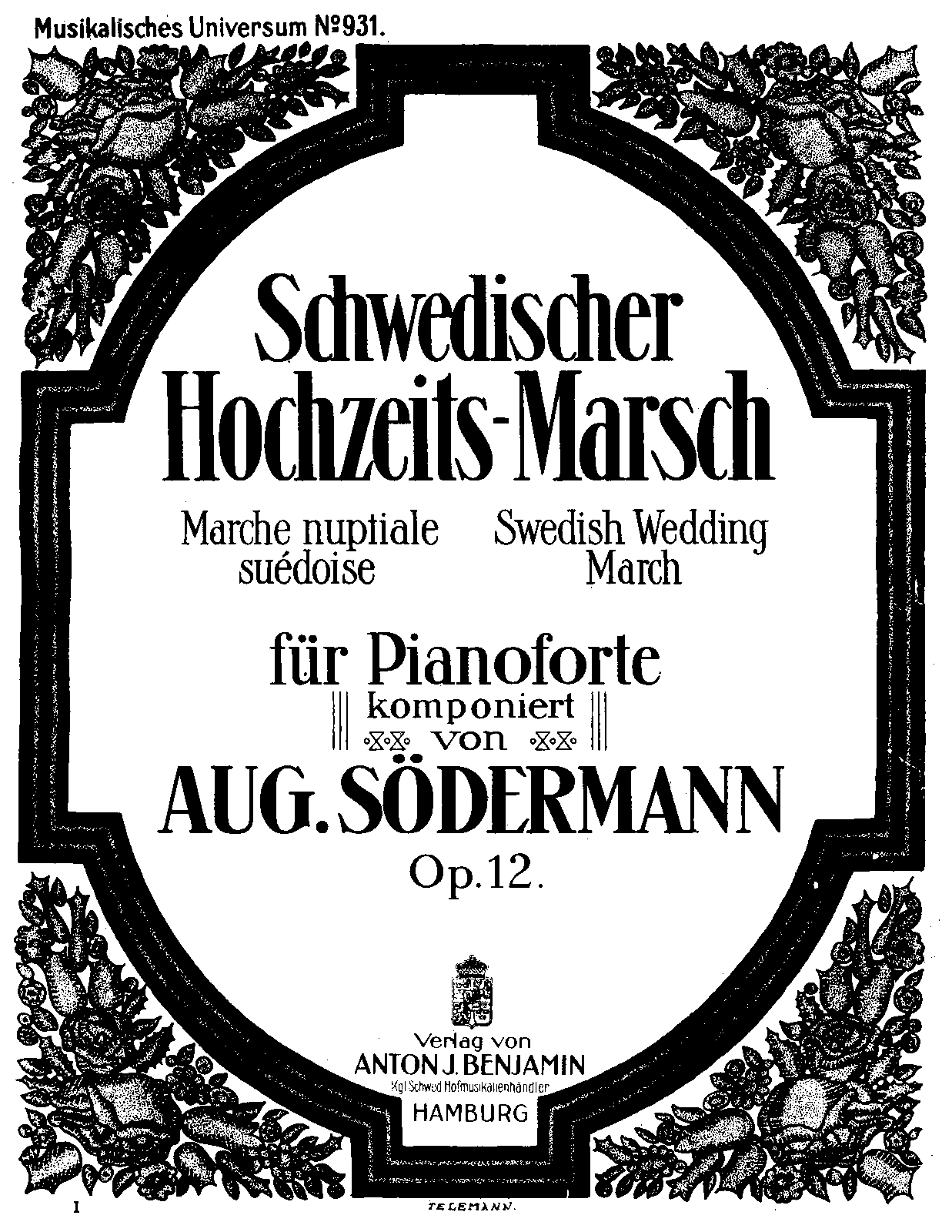 Schwedischer HochzeitsMarsch, Op.12 (Söderman, August) IMSLP