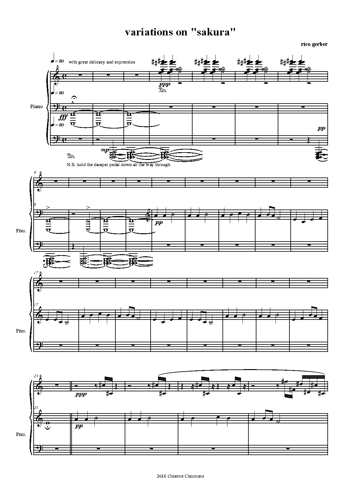 Variations On Sakura Gerber Edward Enrico Imslp Free Sheet Music Pdf Download imslp