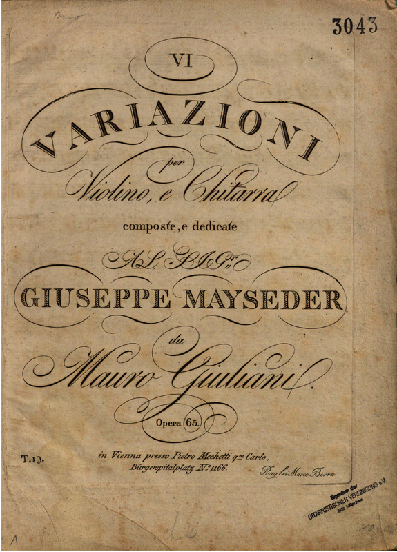 6 Variazioni per Violino e Chitarra